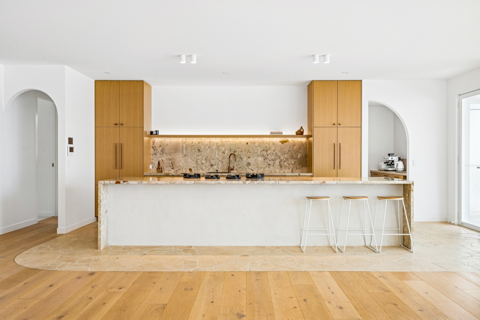 Oak and stone kitchen at 5 Iluka Street